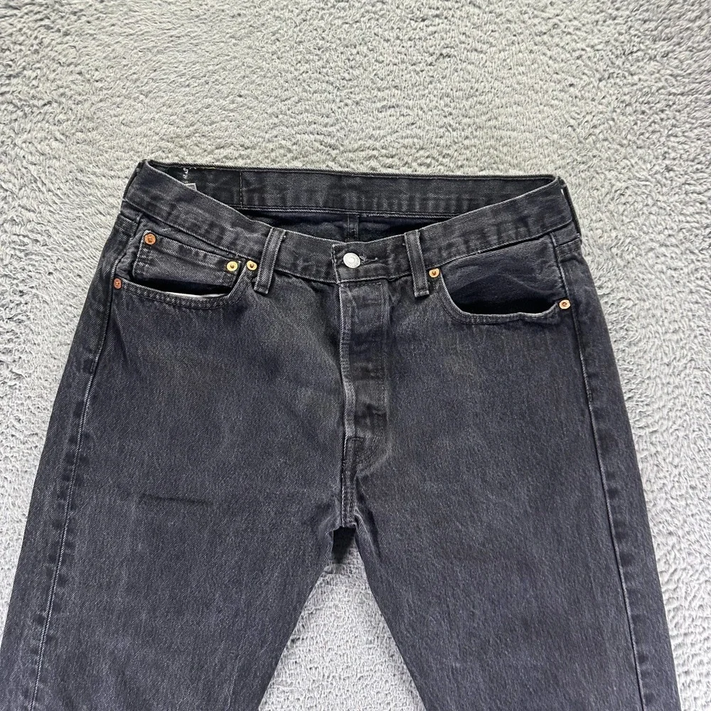 Levi's 501 Jeans Mens 33x32 Black Cotton Denim‎ Straight Leg Workwear Travel